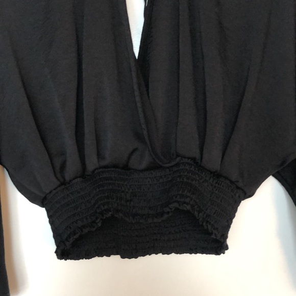 Faux-wrap satin black crop top 3 for $15 - Picture 3 of 4